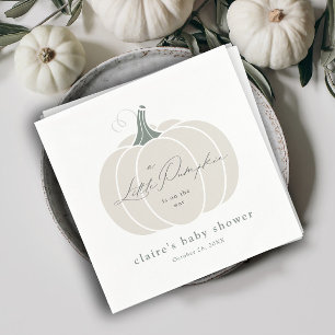 Elegant White Little Pumpkin Fall Baby Shower  Napkins