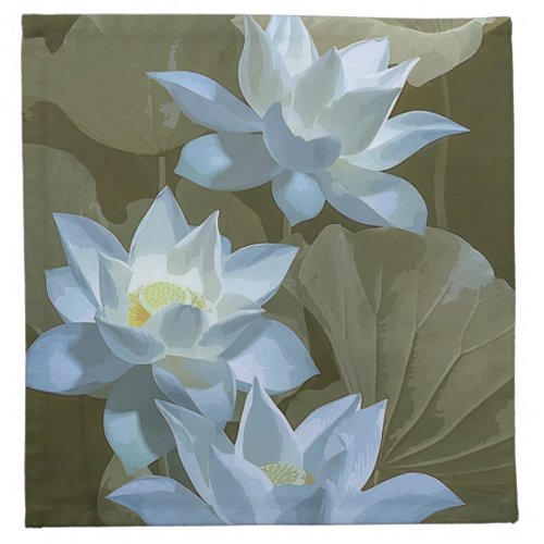 Elegant White Lotus Acrylic Artwork  Cloth Napkin