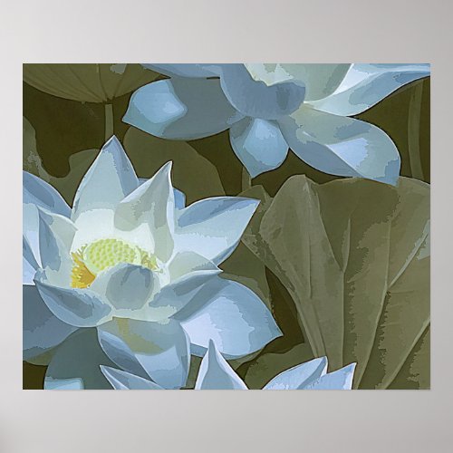 Elegant White Lotus Acrylic Artwork  Poster