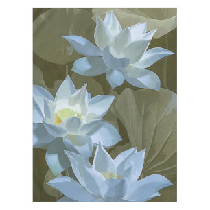 Elegant White Lotus Acrylic Artwork   Tablecloth