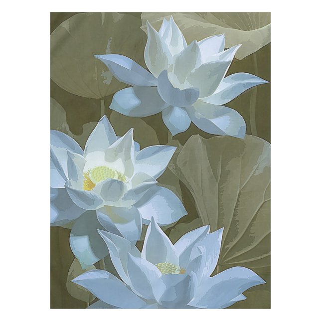 Elegant White Lotus Acrylic Artwork | Tablecloth (Front)