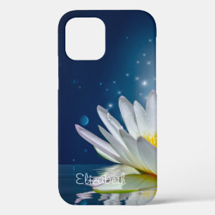 Elegant White Lotus Blue iPhone 12 Pro Case