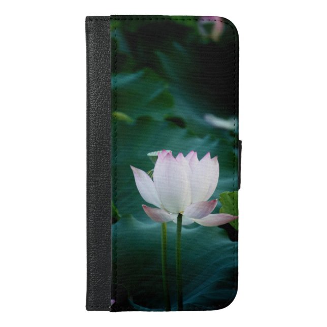 Elegant white Lotus Flower iPhone Wallet Case (Front)