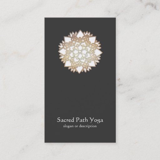 Customizable Elegant White Lotus Flower Mandala Business Card