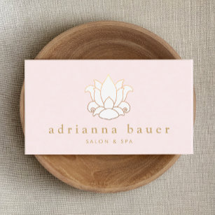 Elegant White Lotus Flower Pink Salon and Spa Business Card