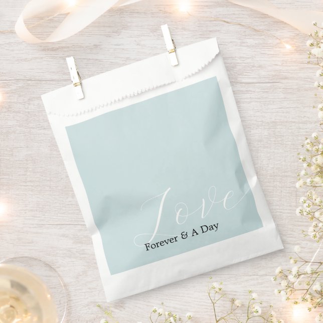 Elegant White Love Aqua Mint Wedding Favor Bag (Clipped)