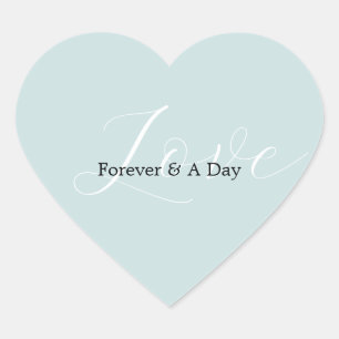 Elegant White Love Aqua Mint Wedding Heart Sticker