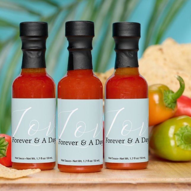 Elegant White Love Aqua Mint Wedding Hot Sauces (Multi)