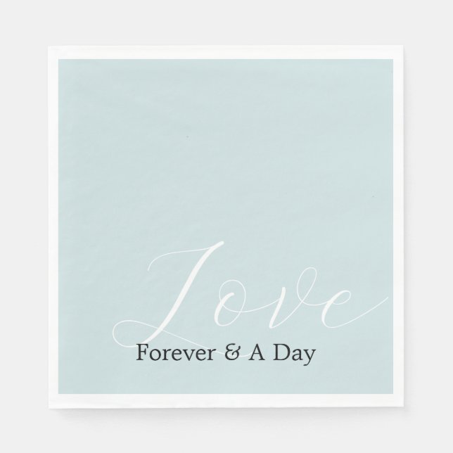 Elegant White Love Aqua Mint Wedding Napkins (Front)