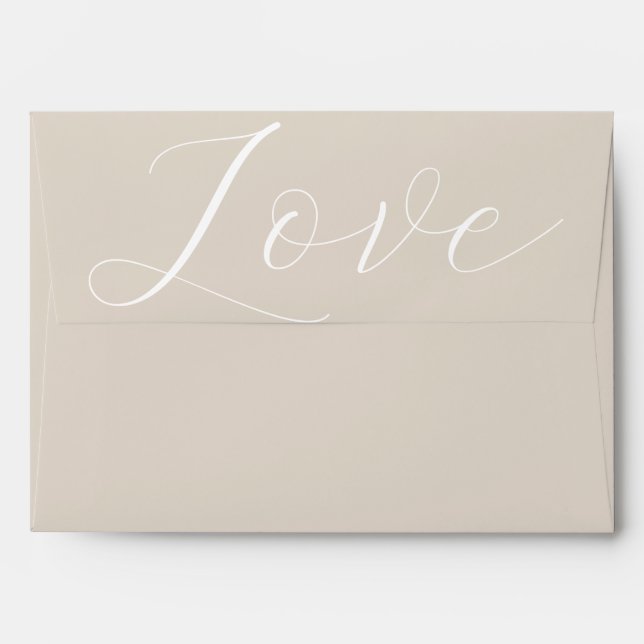 Elegant White Love Cream Beige Wedding Envelope (Back (Top Flap))