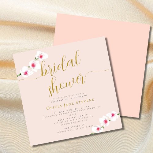 Elegant White Magenta Orchid Blush Bridal Shower Invitation