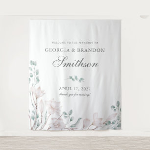 Elegant White Magnolia and Eucalyptus Wedding  Tapestry