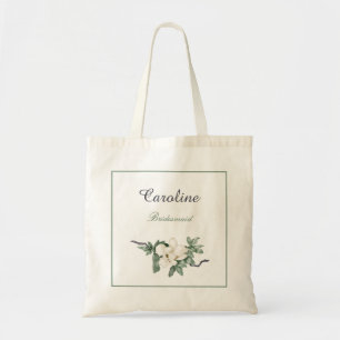 Elegant White Magnolia Blossom Bridesmaid Tote Bag