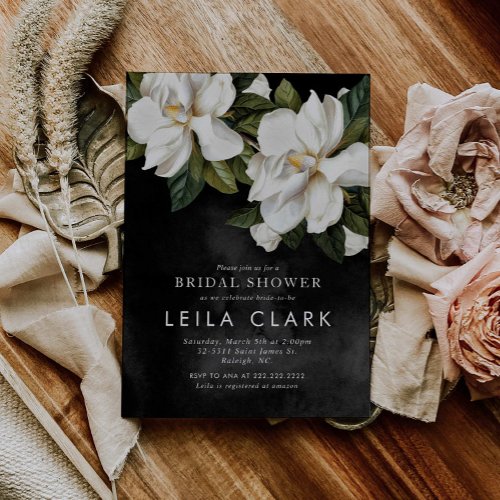 Elegant White Magnolia Bridal Shower Invitation