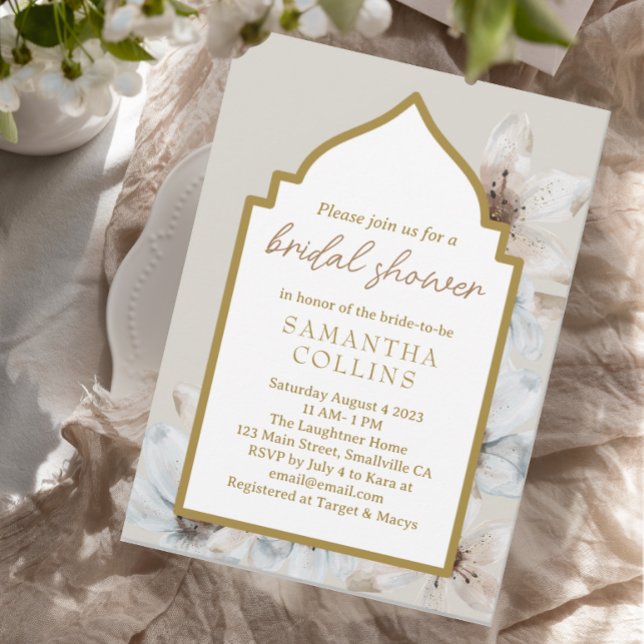 Elegant White Magnolia Flowers Bridal Shower Invitation (Creator Uploaded)