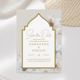 Elegant White Magnolia Flowers Save the Date Invitation