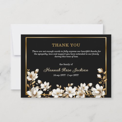 Elegant White Magnolia Gold Black Sympathy Funeral
