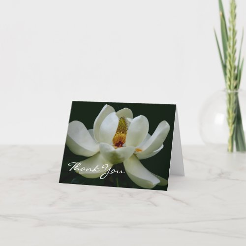 Elegant White Magnolia Thank You Card