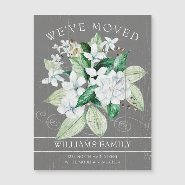 Elegant White Magnolia Watercolor Floral Moving (Front)