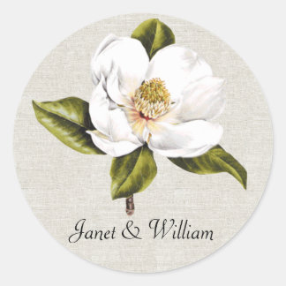 Elegant White Magnolia Wedding Envelope Seal