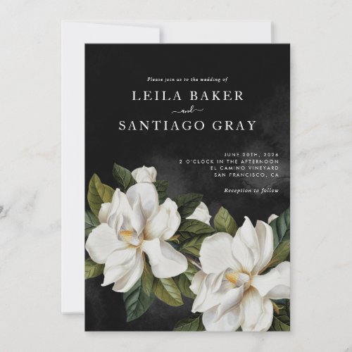 Elegant White Magnolia Wedding Invitation