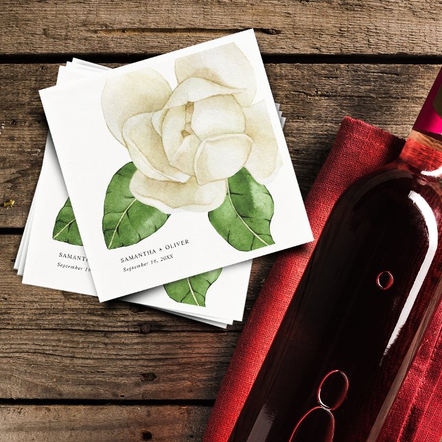 Elegant White Magnolia Wedding Paper Napkins (Elegant White Magnolia Wedding Paper Napkins)
