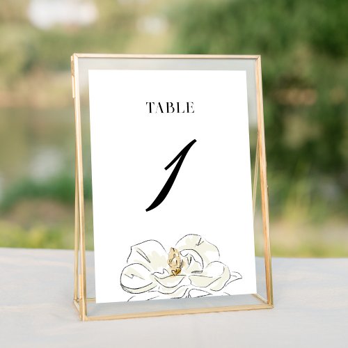 Elegant White Magnolia Wedding Table Number