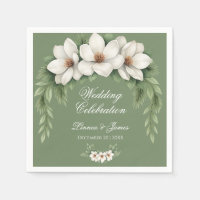 Elegant White Magnolia Winter Wedding Pine Tree