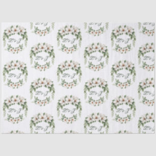 Elegant White Magnolia Winter Wedding Pine Tree Tissue Paper