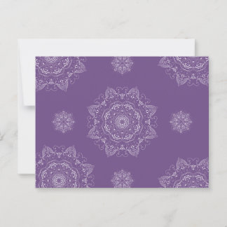 Elegant White Mandala Pattern on Purple Background Postcard