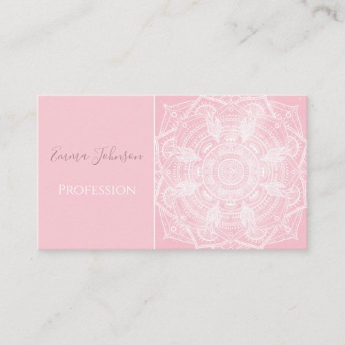 Elegant White Mandala Pink Nebula Design Business Card