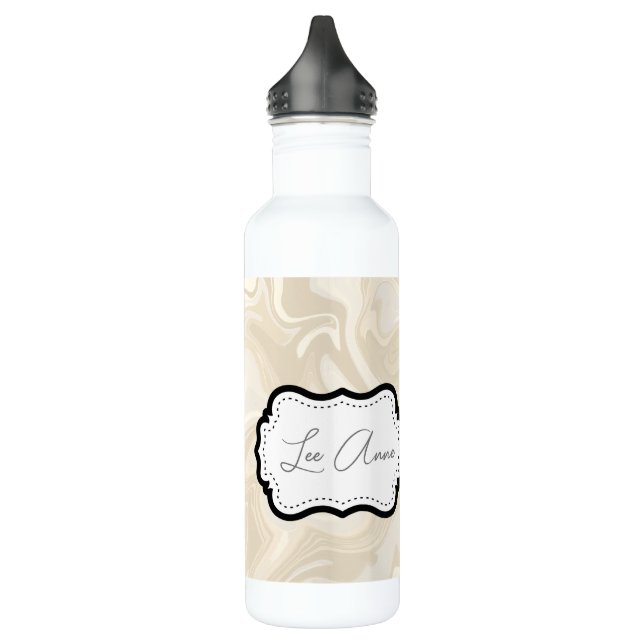 Elegant White Marble Abstract Pattern Stainless Steel Water Bottle (Left)