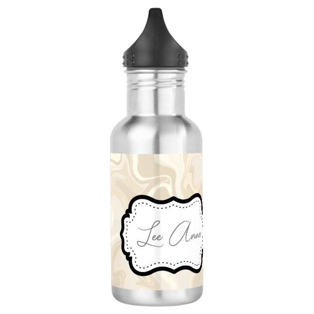 Elegant White Marble Abstract Pattern Stainless Steel Water Bottle (Left)