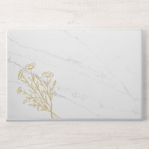 Elegant white Marble and gold flowers HP Laptop Skin