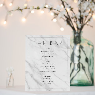 Elegant White Marble Bar Menu Foam Board