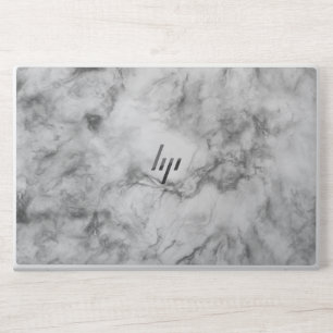 Elegant white Marble & black glitter HP Laptop Skin