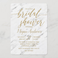 Elegant White Marble Bridal Shower Invitation