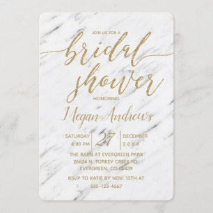Elegant White Marble Bridal Shower Invitation