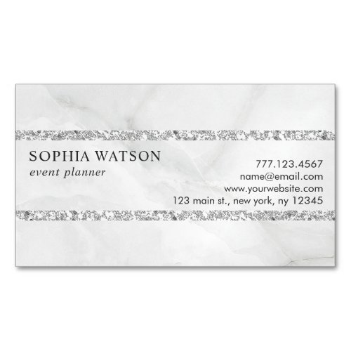 Elegant White Marble Business Card Magnet