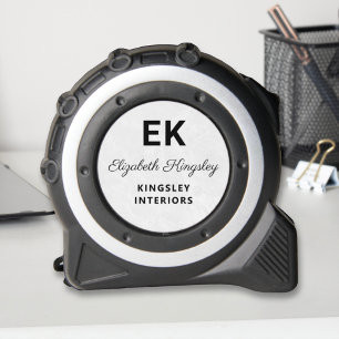 Elegant White Marble Business Name Initials Tape Measure