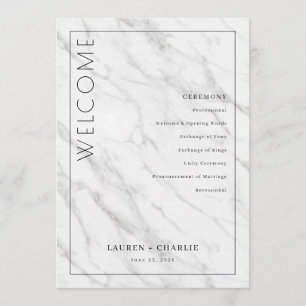 Elegant White Marble Ceremony Schedule Program
