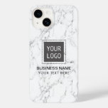 Elegant White Marble Corporate Custom Logo Case-mate Iphone 14 Case at Zazzle