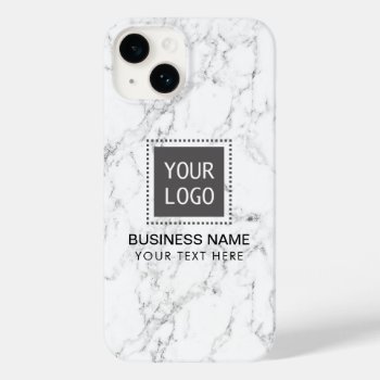 Elegant White Marble Corporate Custom Logo Case-mate Iphone 14 Case by caseplus at Zazzle