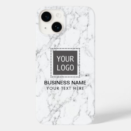 Elegant White Marble Corporate Custom Logo Case-mate Iphone 14 Case