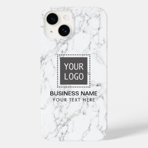 Elegant White Marble Corporate Custom Logo Case_Mate iPhone 14 Case