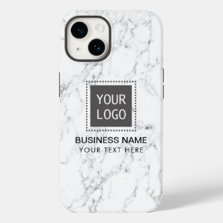 Elegant White Marble Corporate Custom Logo iPhone 14 Case