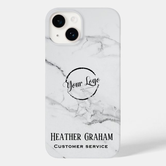 Elegant white marble custom logo Case-Mate iPhone case (Back)