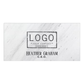 Elegant White Marble Custom Logo Door Sign by TheSillyHippy at Zazzle