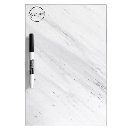 Elegant white marble custom logo dry erase board