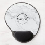 Elegant White Marble Custom Logo Gel Mouse Pad at Zazzle